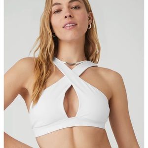 alo white sports bra, size S.